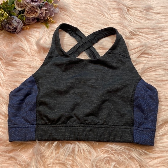 Outdoor Voices Tech Sweat Key Black Blue Sports Bra sz S - Picture 2 of 11